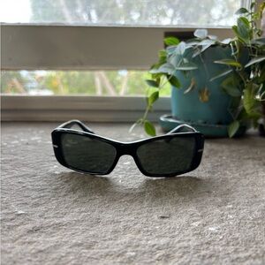 Persol Black Rectangular Polarized Sunglasses